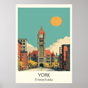 York Pennsylvania Vintag Historischer Uhrenturm Ku Poster