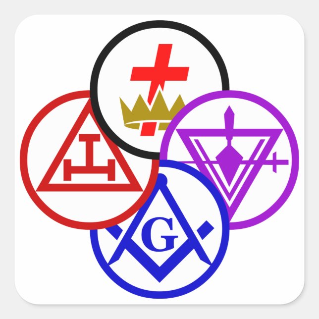 York Rite Pinwheel Quadratischer Aufkleber (Vorderseite)