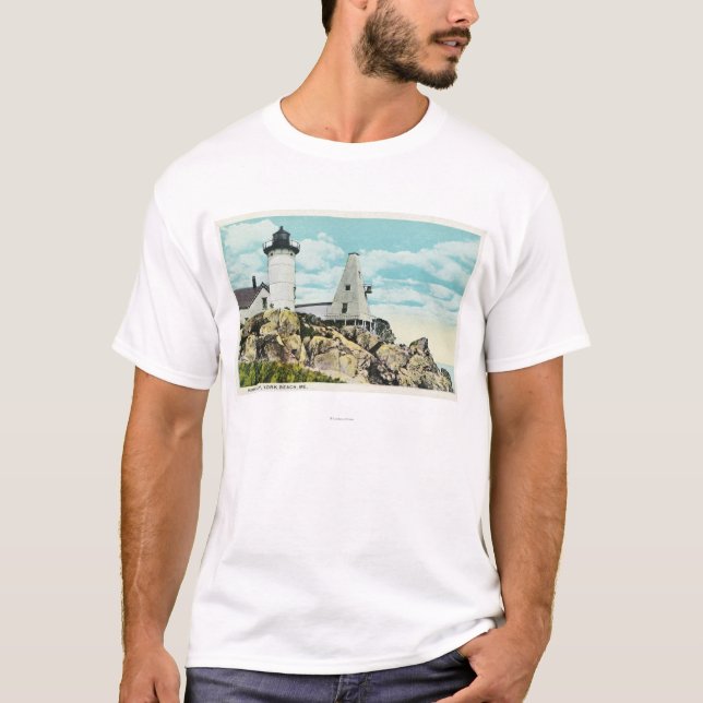 York-Strand-Ansicht des Klumpen-Leuchtturmes T-Shirt (Vorderseite)