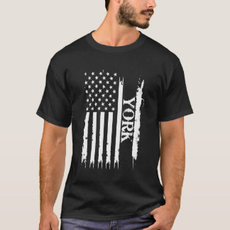 York United Staaten Distressed w US Flag T-Shirt
