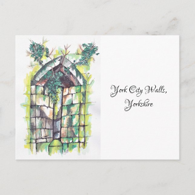 Yorker Stadtmauern Aquarellpostkarte Postkarte (Vorderseite)