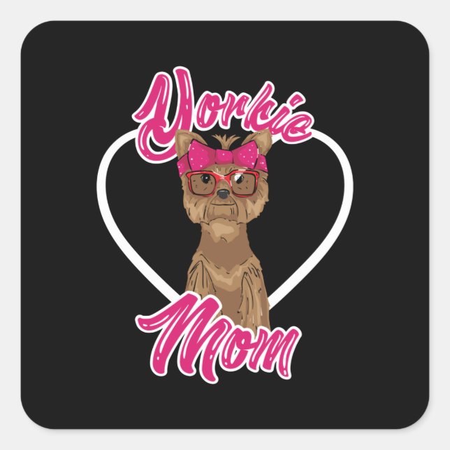 Yorki-Mama Quadratischer Aufkleber (Vorderseite)