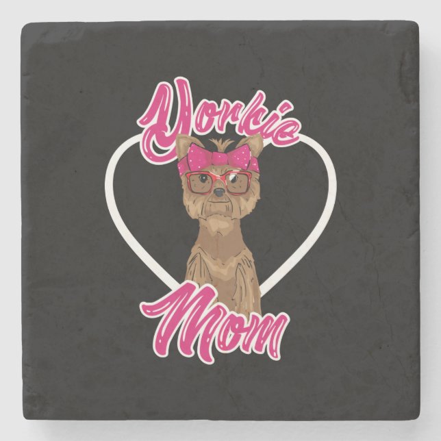 Yorki-Mama Steinuntersetzer (Vorderseite)