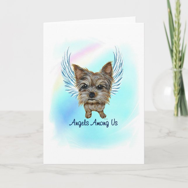 Yorkie Angel Hund Loss Sympathie Karte (Vorderseite)