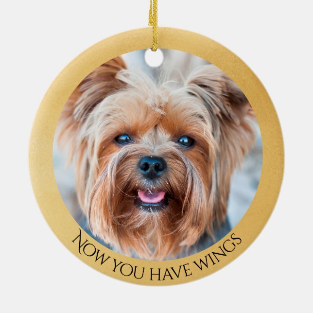 Yorkie Angel Personalisiert Memorial Keramik Ornament (Hinten)