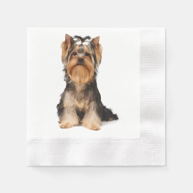 Yorkie auf weiß serviette (Vorderseite)