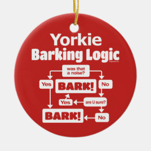 Yorkie Barking Logic Keramik Ornament
