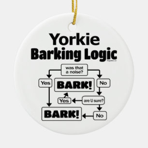 Yorkie Barking Logic Keramik Ornament
