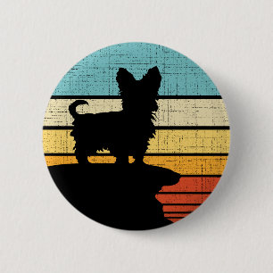 Yorkie Besitzer Retro Vintage 60er 70er Hunde Lieb Button