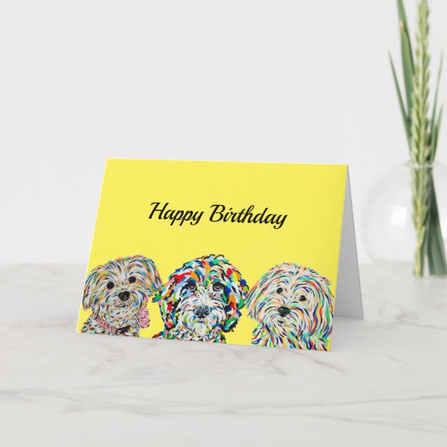 Yorkie Bichon Sheepadoodle Maltipoo Birthday Card Karte (Vorderseite)
