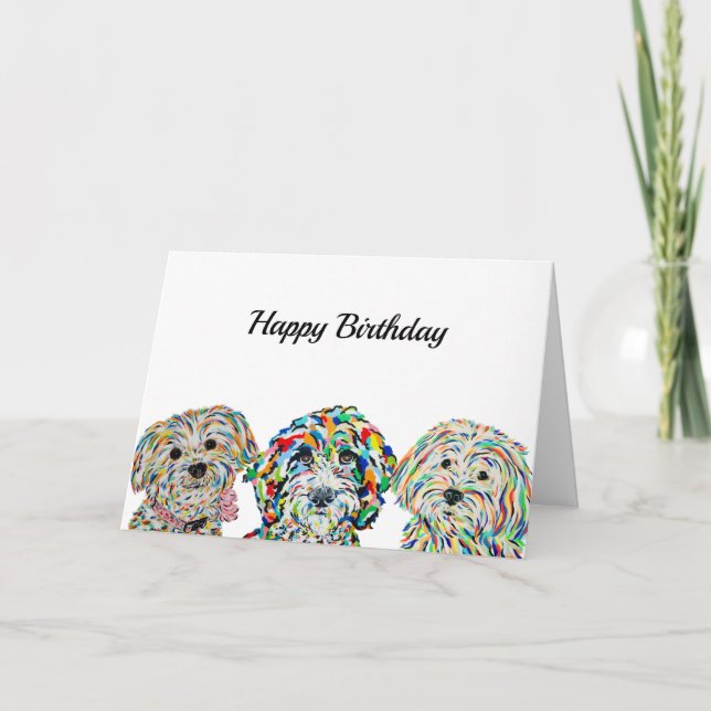 Yorkie Bichon Sheepadoodle Maltipoo Birthday Card Karte (Vorderseite)
