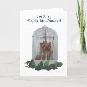 Yorkie Birdcage Sorry Karte