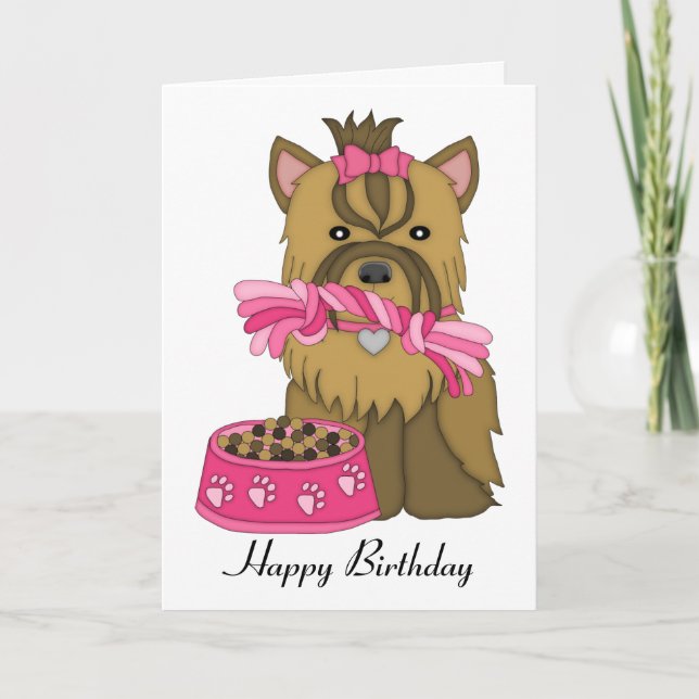 Yorkie Birthday Card Karte (Vorderseite)