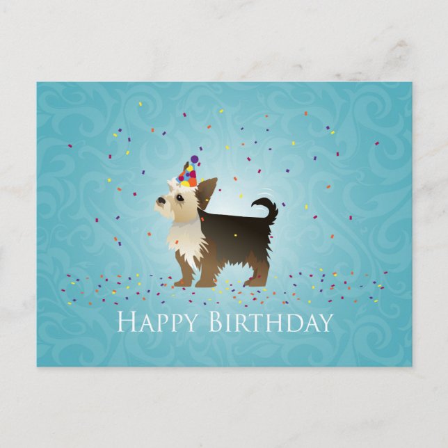 Yorkie Birthday Design Postkarte (Vorderseite)