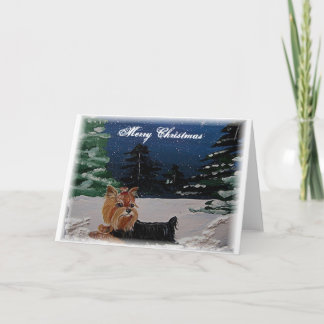 Yorkie Christmas Card Feiertagskarte