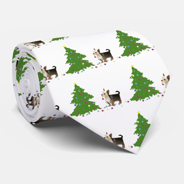 Yorkie Christmas Design Krawatte (Gerollt)