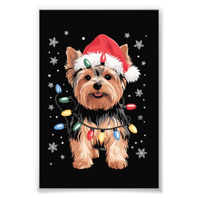 Yorkie Christmas Dog Long Xmas Geschenk Fotodruck (Vorne)