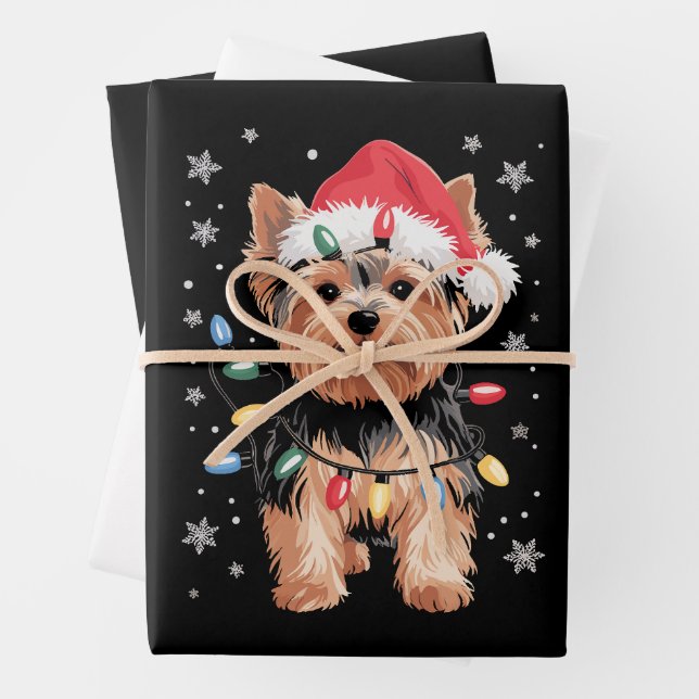 Yorkie Christmas Dog Long Xmas Geschenk Geschenkpapier Set (Beispiel)