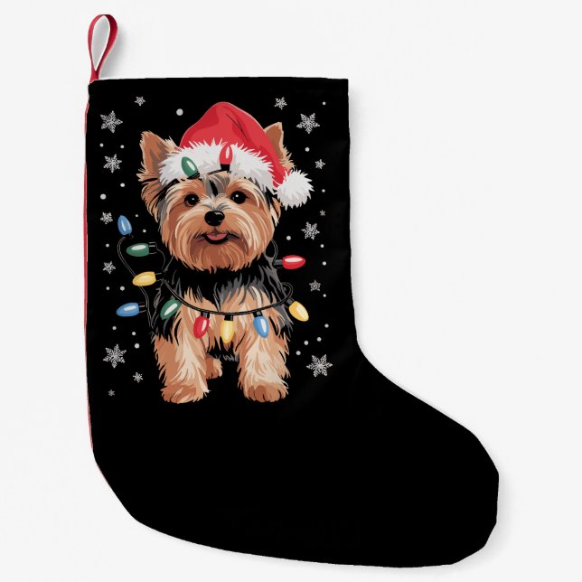 Yorkie Christmas Dog Long Xmas Geschenk Kleiner Weihnachtsstrumpf (Vorderseite)