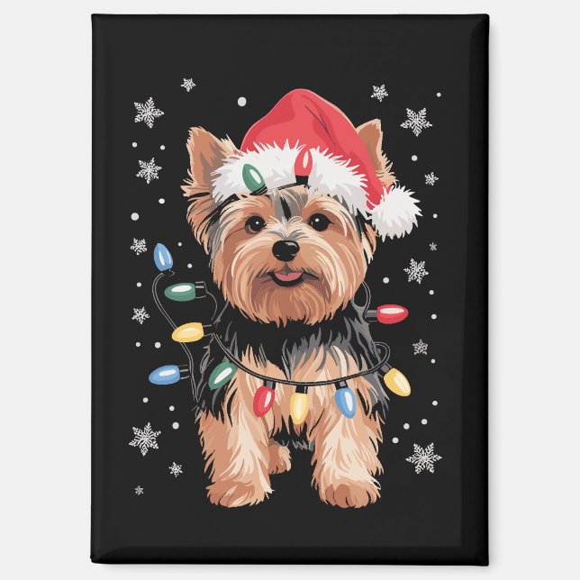 Yorkie Christmas Dog Long Xmas Geschenk Magnet (Vorderseite)
