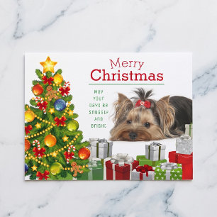Yorkie Christmas Grußkarte Feiertagspostkarte
