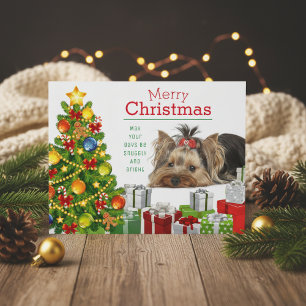 Yorkie Christmas Grußkarte Feiertagspostkarte