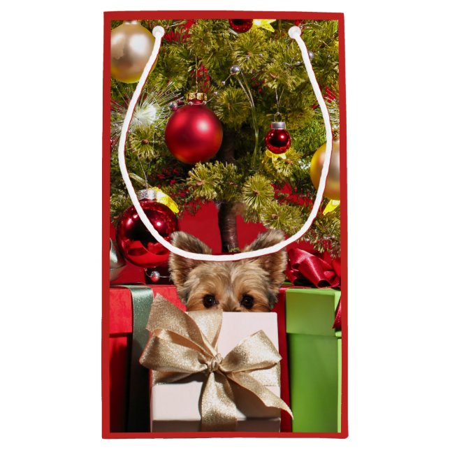 Yorkie Christmas Kleine Geschenktüte (Rückseite)