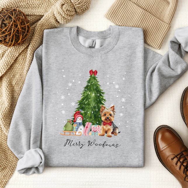 Yorkie Christmas Merry Woofmas Fun Dog Jolly Sweatshirt (Celebrate the holidays in adorable fashion with our Yorkie Christmas sweatshirt. Spread the Merry Wo)