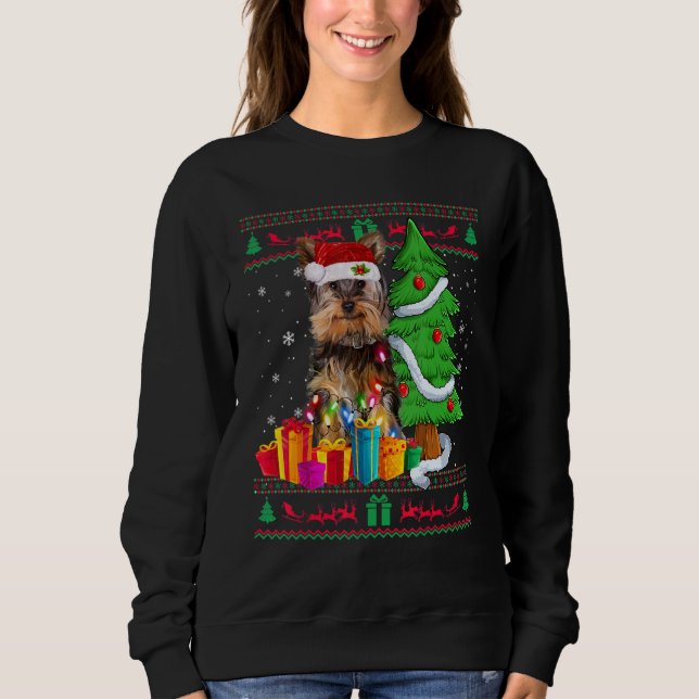 Yorkie Christmas Sweater Yorkie Christmas Tree Lig Sweatshirt (Vorderseite)