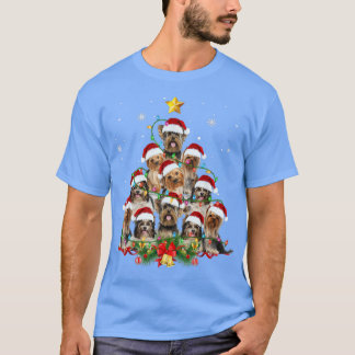 Yorkie Christmas Tree Lights Weihnachtsmannmütze X T-Shirt