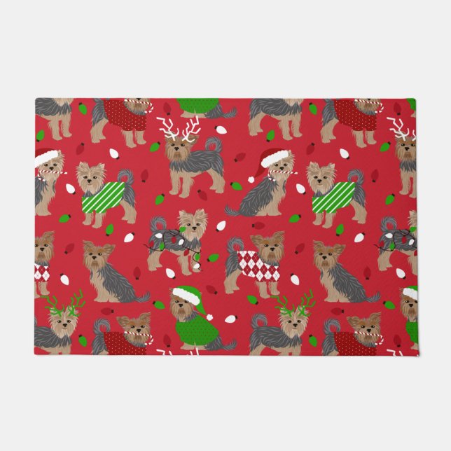 Yorkie Christmas Yorkshire Terrier Dog Fußmatte (Vorderseite)