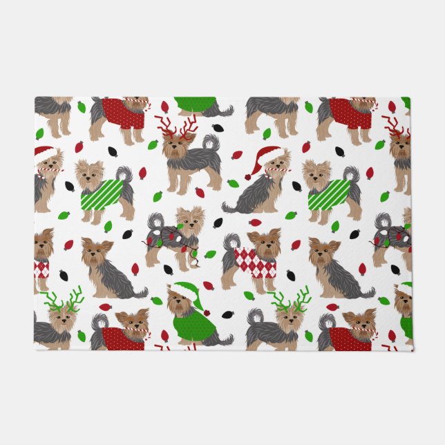Yorkie Christmas Yorkshire Terrier Dog Fußmatte (Vorderseite)
