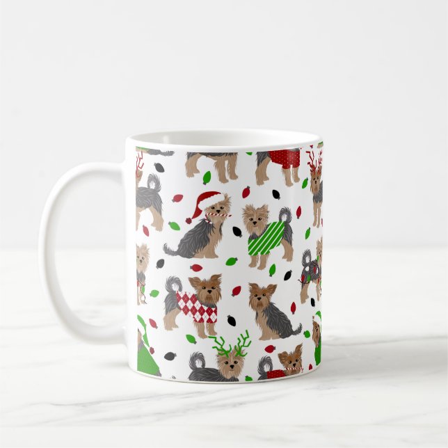 Yorkie Christmas Yorkshire Terrier Dog Kaffeetasse (Links)