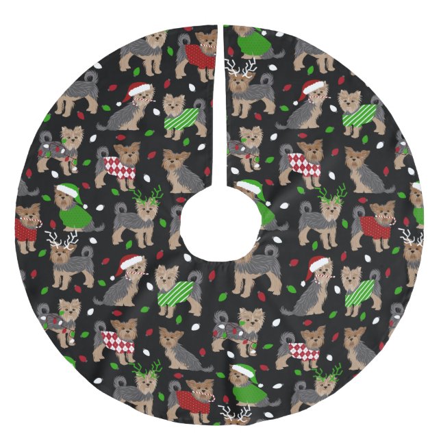 Yorkie Christmas Yorkshire Terrier Dog Polyester Weihnachtsbaumdecke (Vorderseite)