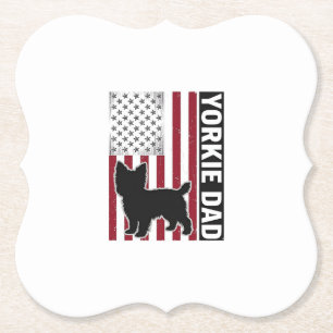 Yorkie Dad Patriotisches Vintage Gravur Hund-Shirt Untersetzer