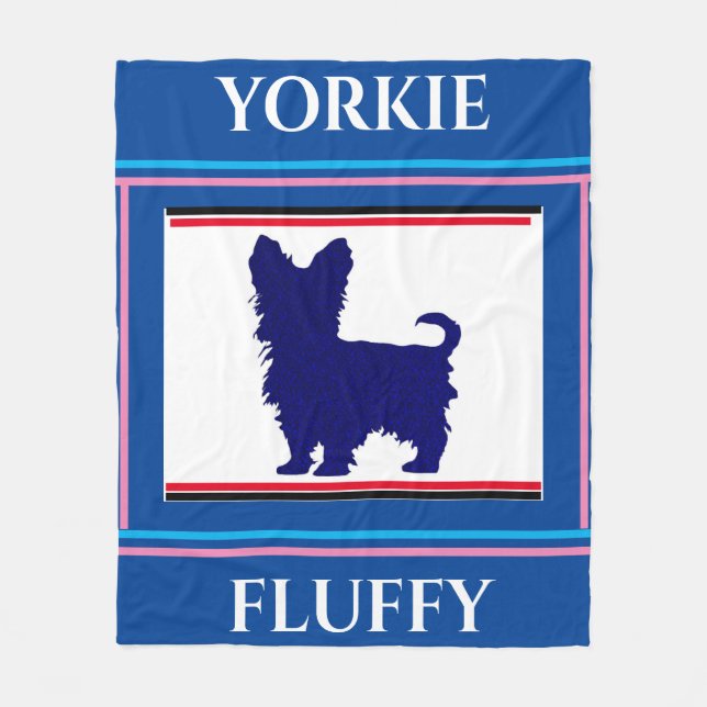 Yorkie Decke. Personalisierter Name. Fleecedecke (Vorderseite)
