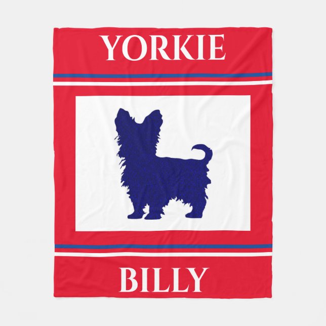 Yorkie Decke. Personalisierter Name. Fleecedecke (Vorderseite)