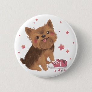 Yorkie der Niedlichste Trouble Maker Button