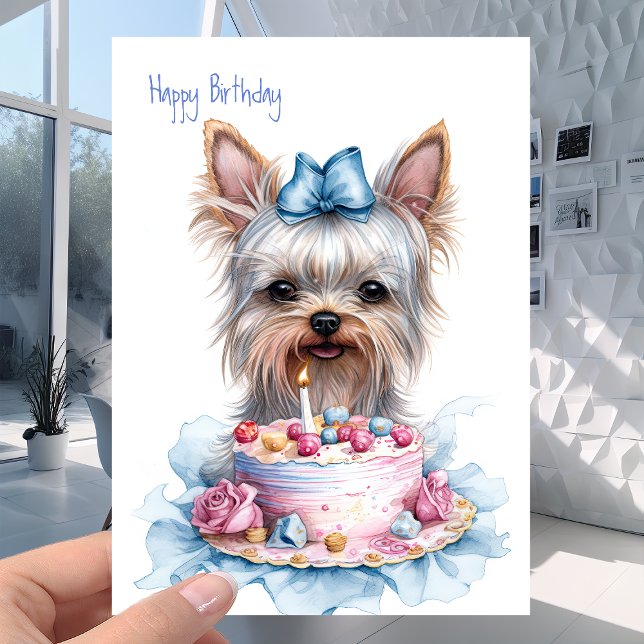 "Yorkie", die Yorkshire Terrier - Dog Cake Birthda Karte (Von Creator hochgeladen)