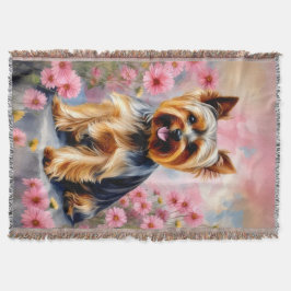 Yorkie Dog Blume Decke
