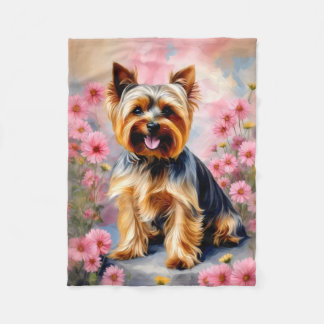 Yorkie Dog Blume Fleecedecke