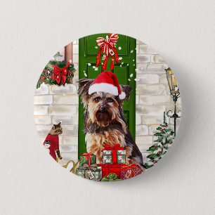 Yorkie Dog Christmas Button