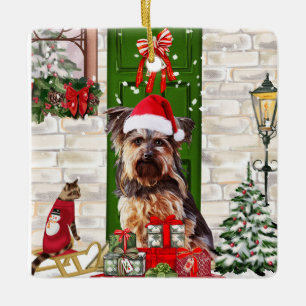 Yorkie Dog Christmas Keramikornament