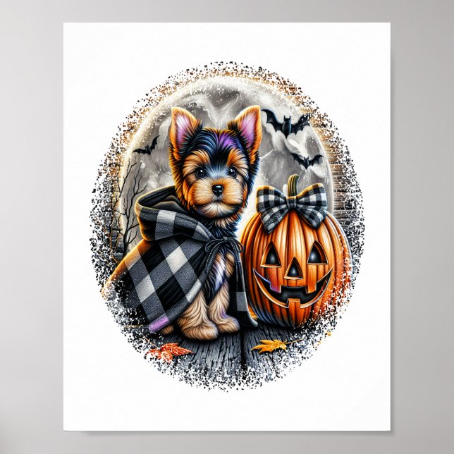 Yorkie Dog Halloween Poster (Vorne)