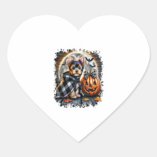 Yorkie Dog Halloween Square Herz-Aufkleber