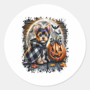 Yorkie Dog Halloween Square Runder Aufkleber