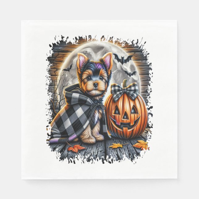 Yorkie Dog Halloween Square Serviette (Vorderseite)