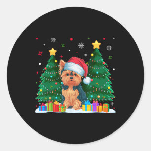 Yorkie Dog Lovers Weihnachtsmannmütze Ugly Christm Runder Aufkleber
