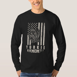 Yorkie Dog Mama American Flag Geschenke für Frauen T-Shirt
