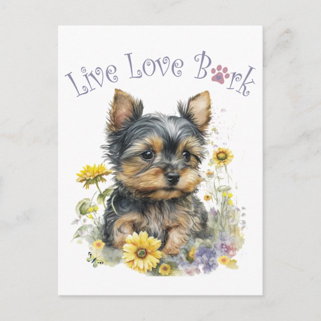 Yorkie Dog Mama Floral Postkarte (Vorderseite)
